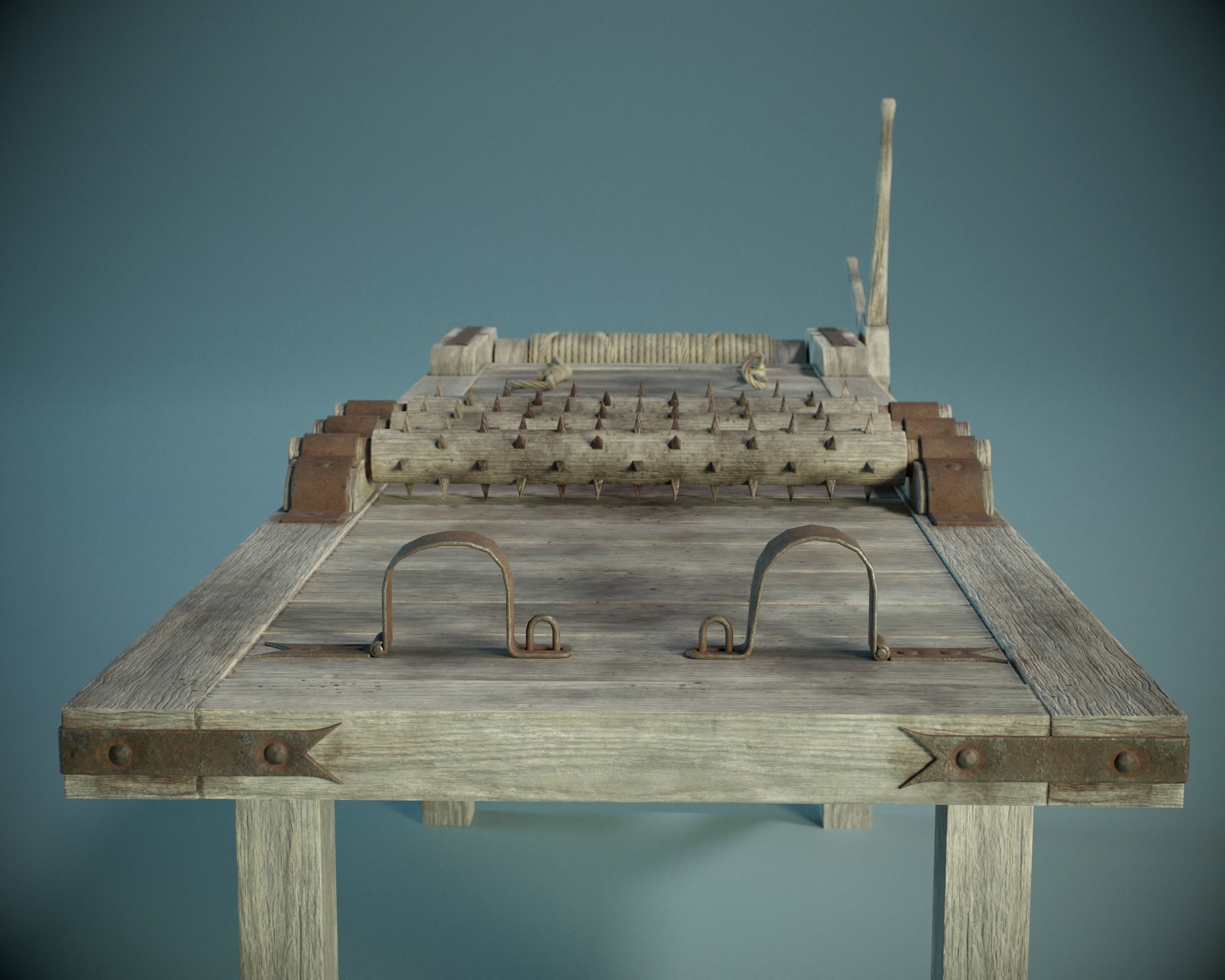Medieval Torture Rack PBR Low-poly 3D model_6