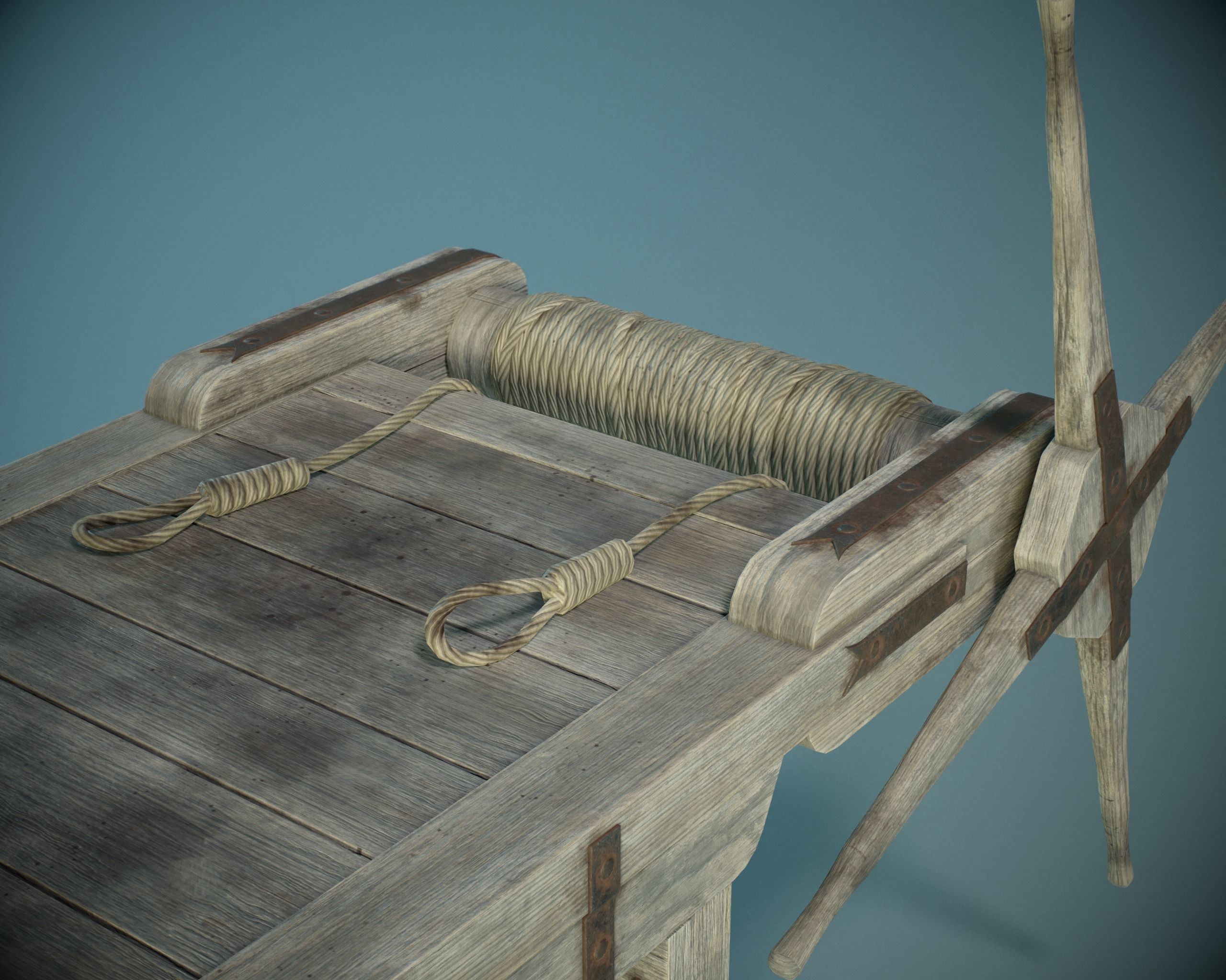 Medieval Torture Rack PBR Low-poly 3D model_7