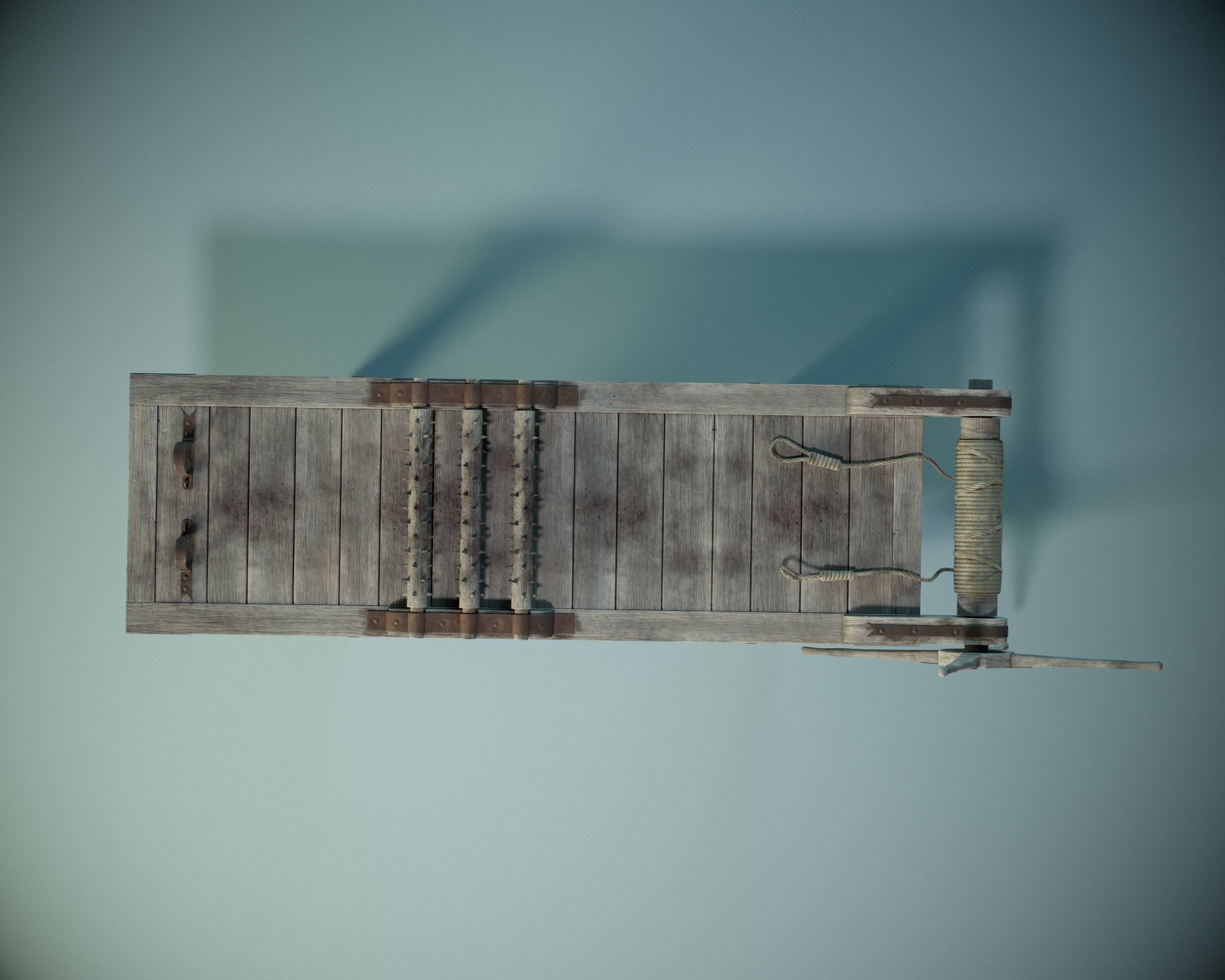 Medieval Torture Rack PBR Low-poly 3D model_4