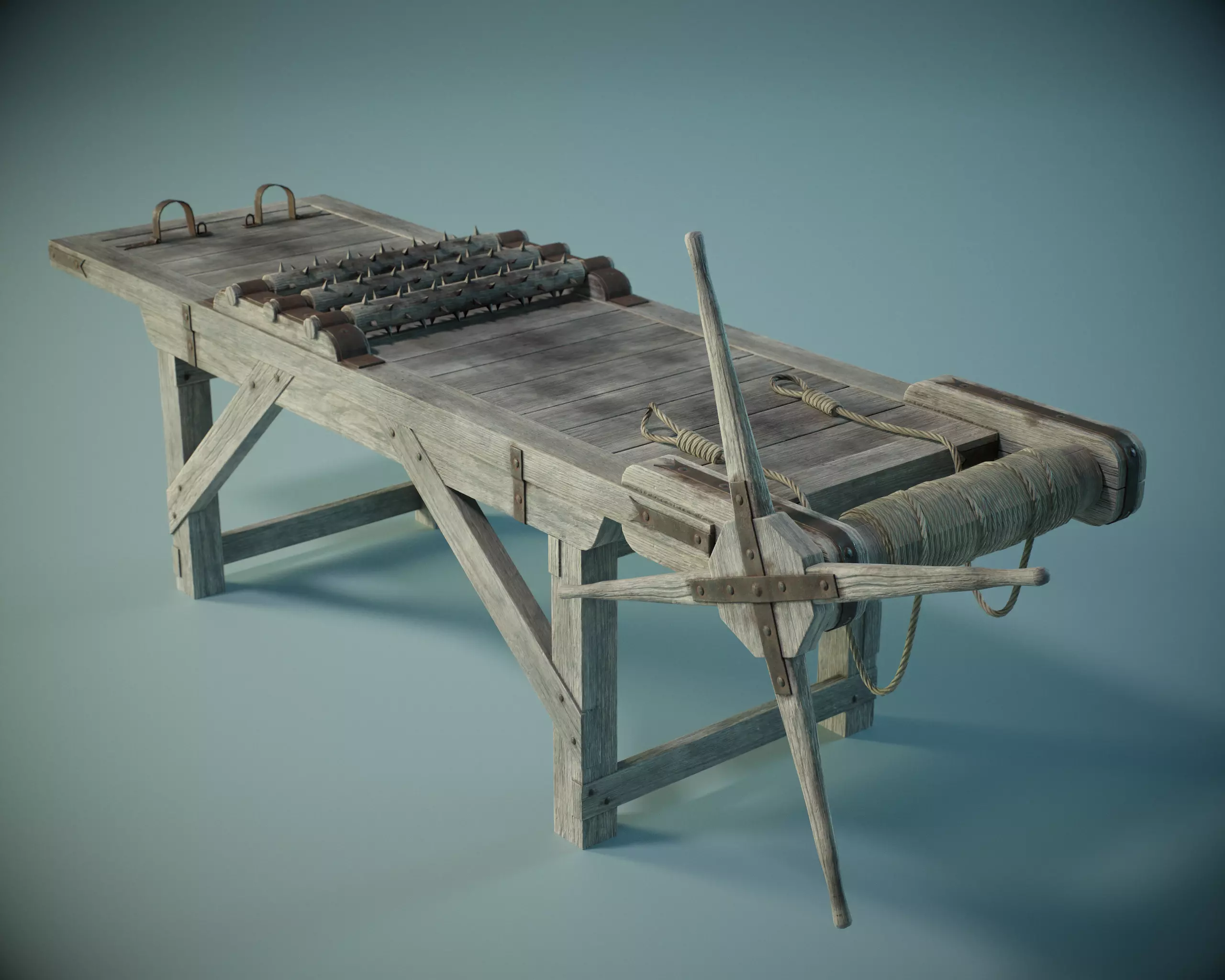 Medieval Torture Rack PBR Low-poly 3D model_0