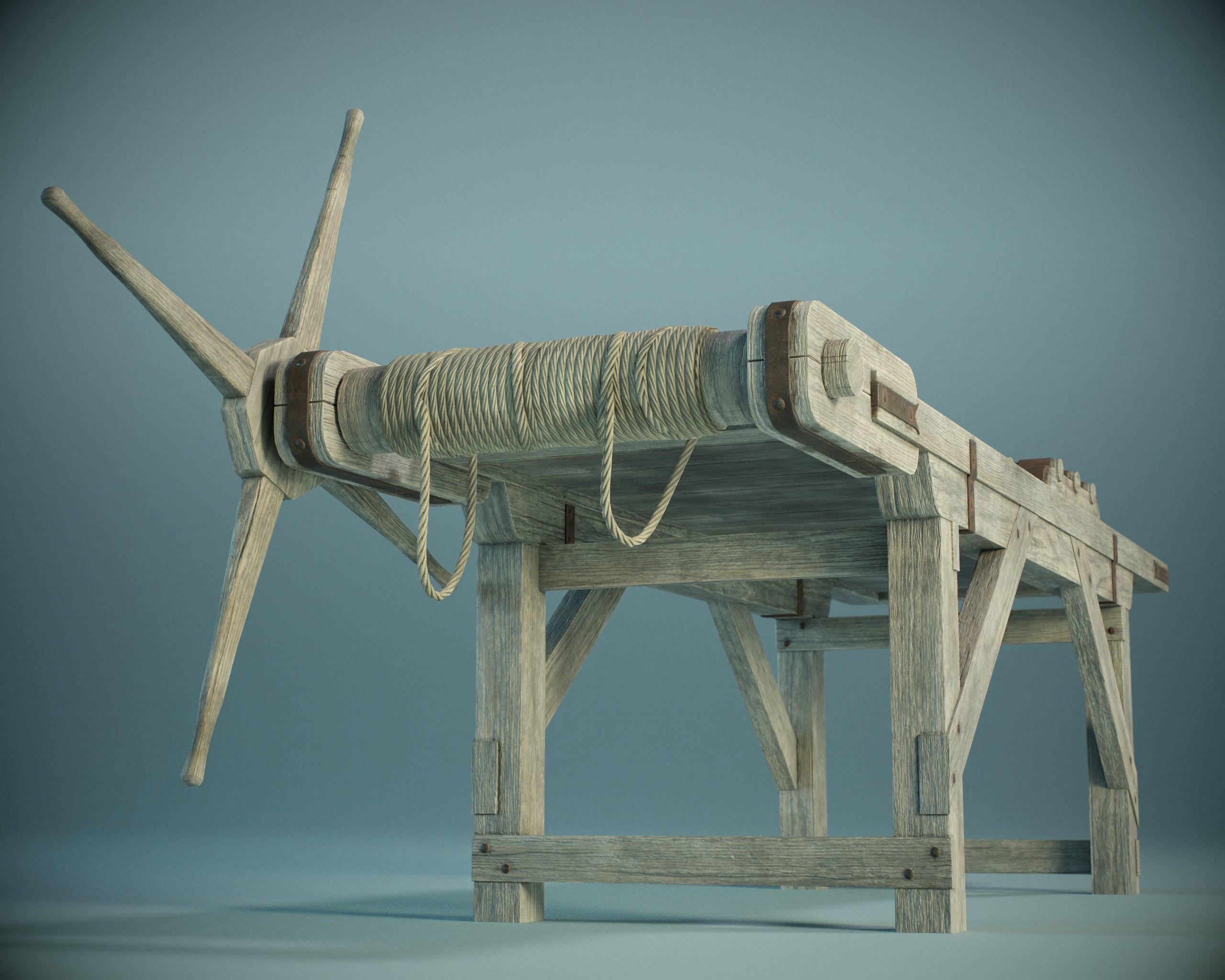 Medieval Torture Rack PBR Low-poly 3D model_2