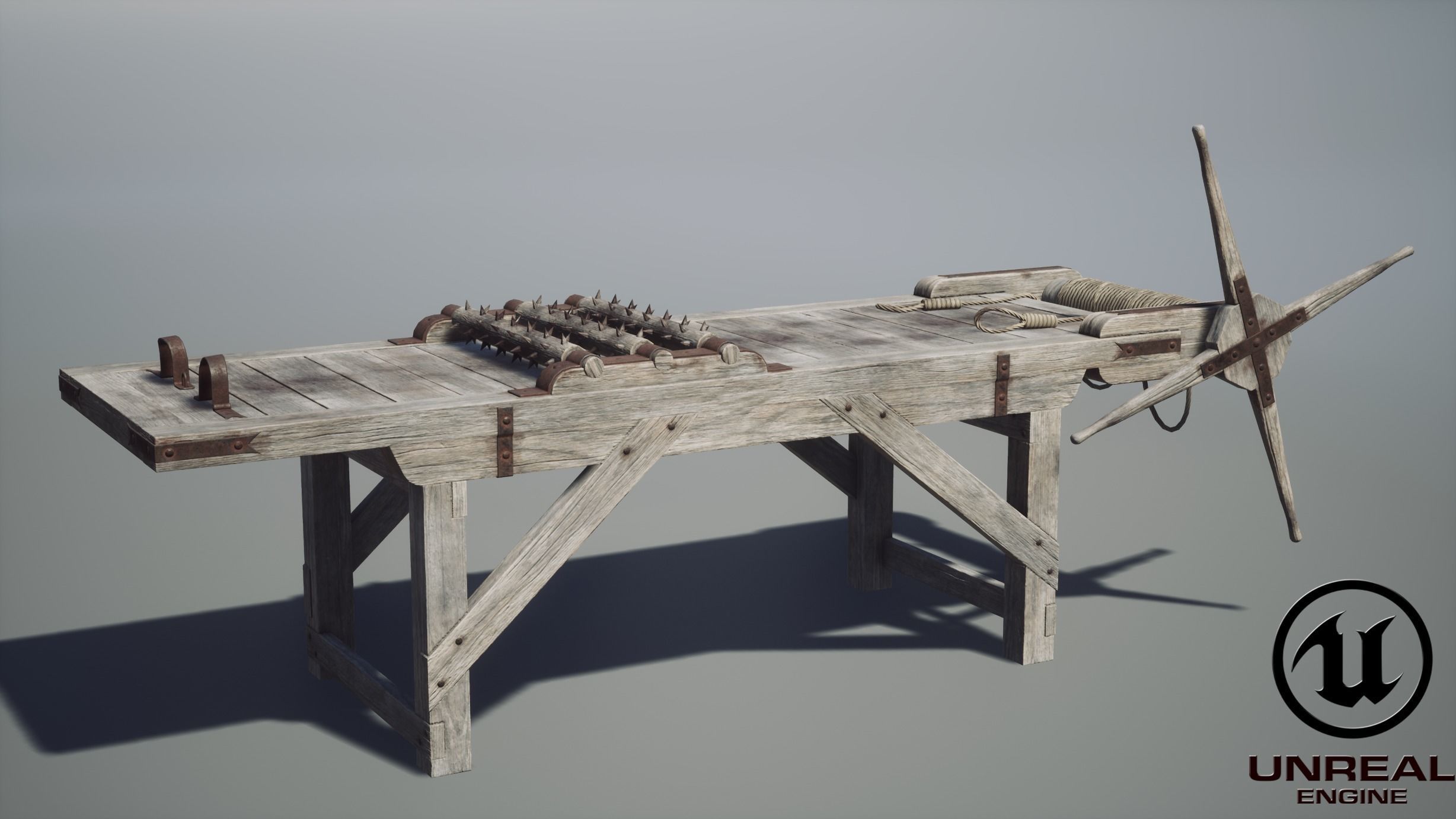 Medieval Torture Rack PBR Low-poly 3D model_10