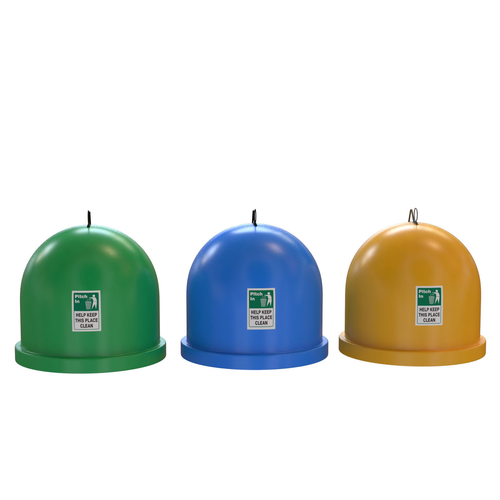 Garbage sorting containers colored Plastic 3D model_3