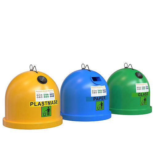  Garbage sorting containers colored Plastic 3D model