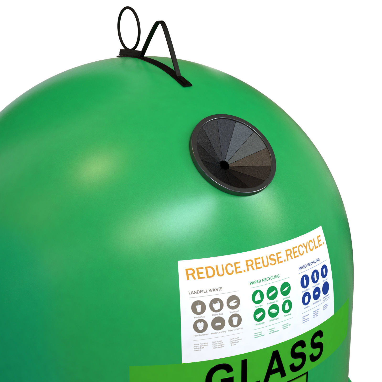 Garbage sorting containers colored Plastic 3D model_6