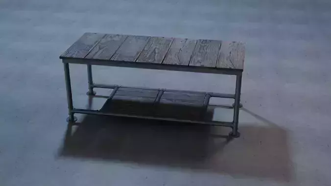 Wooden industrial coffee table
