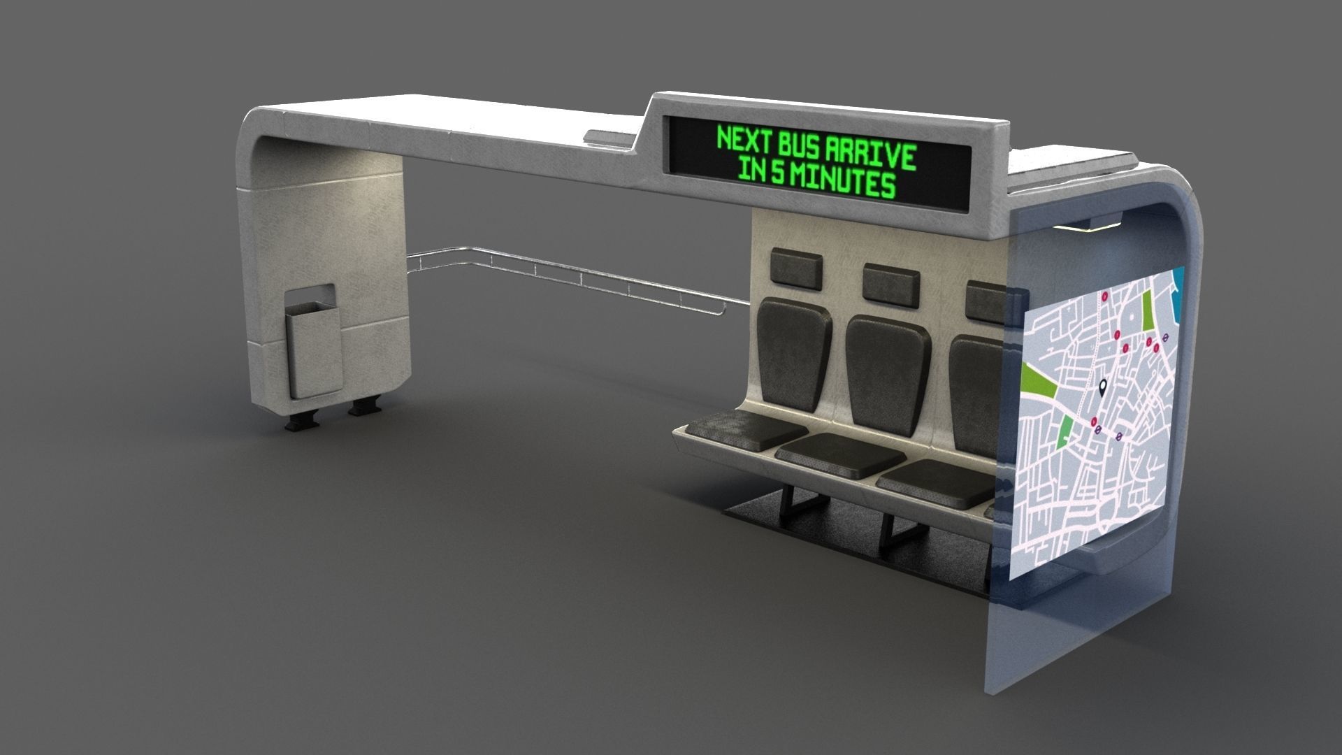Bus Stop Low-poly 3D model_5