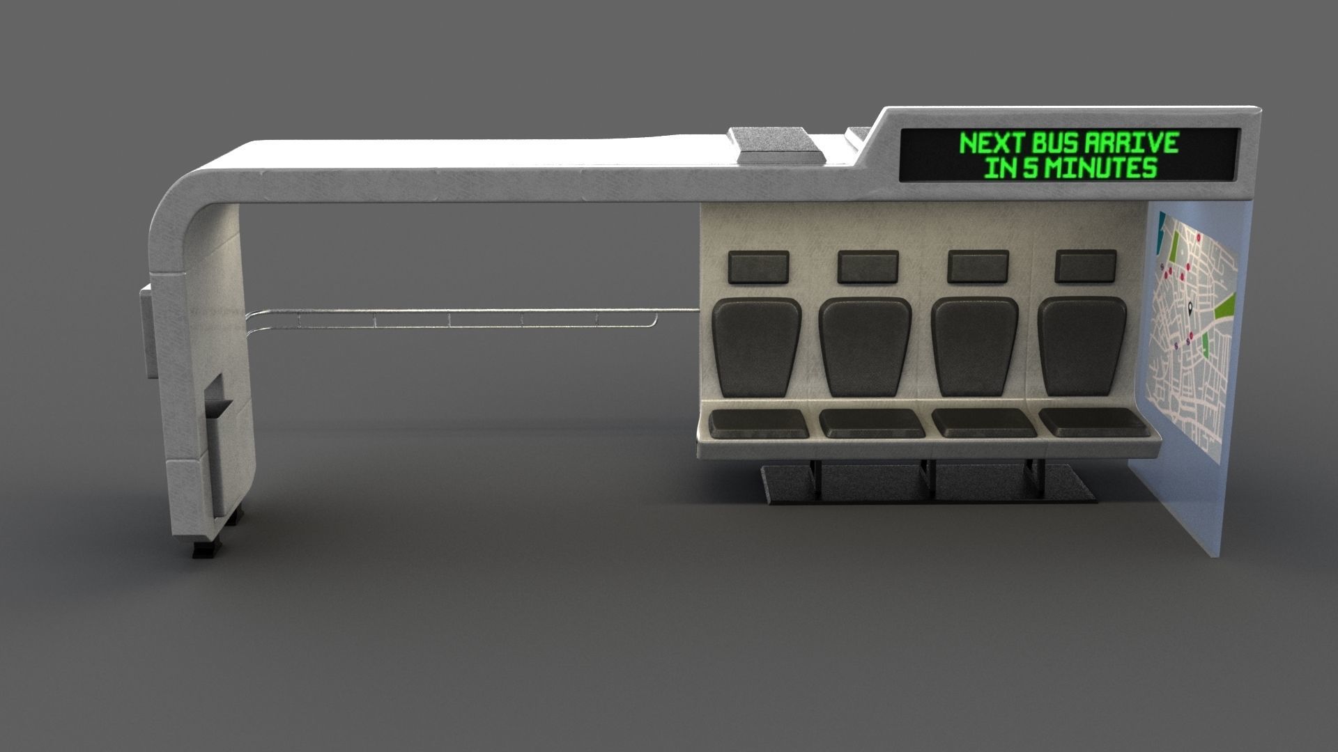 Bus Stop Low-poly 3D model_4