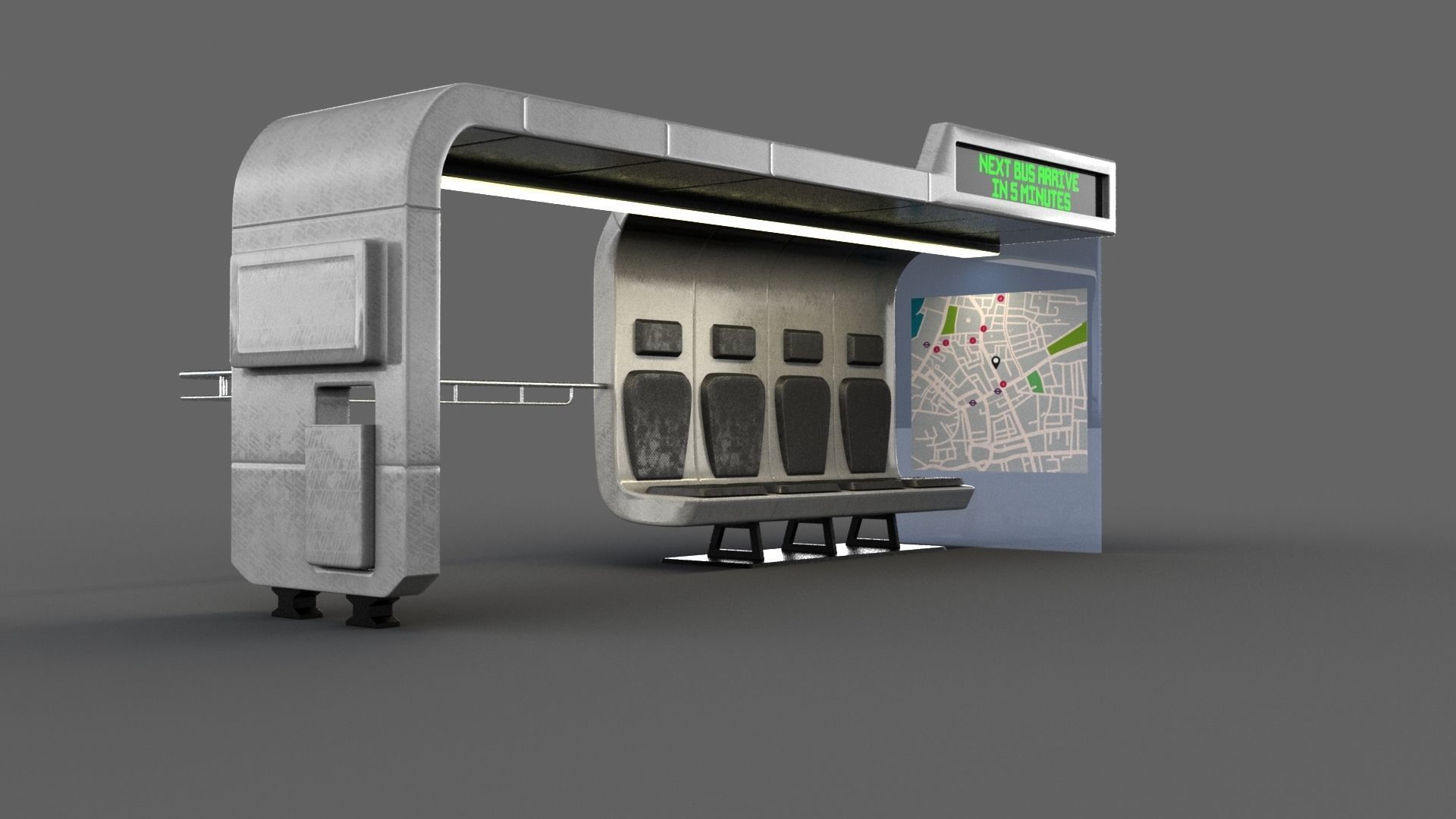 Bus Stop Low-poly 3D model_12