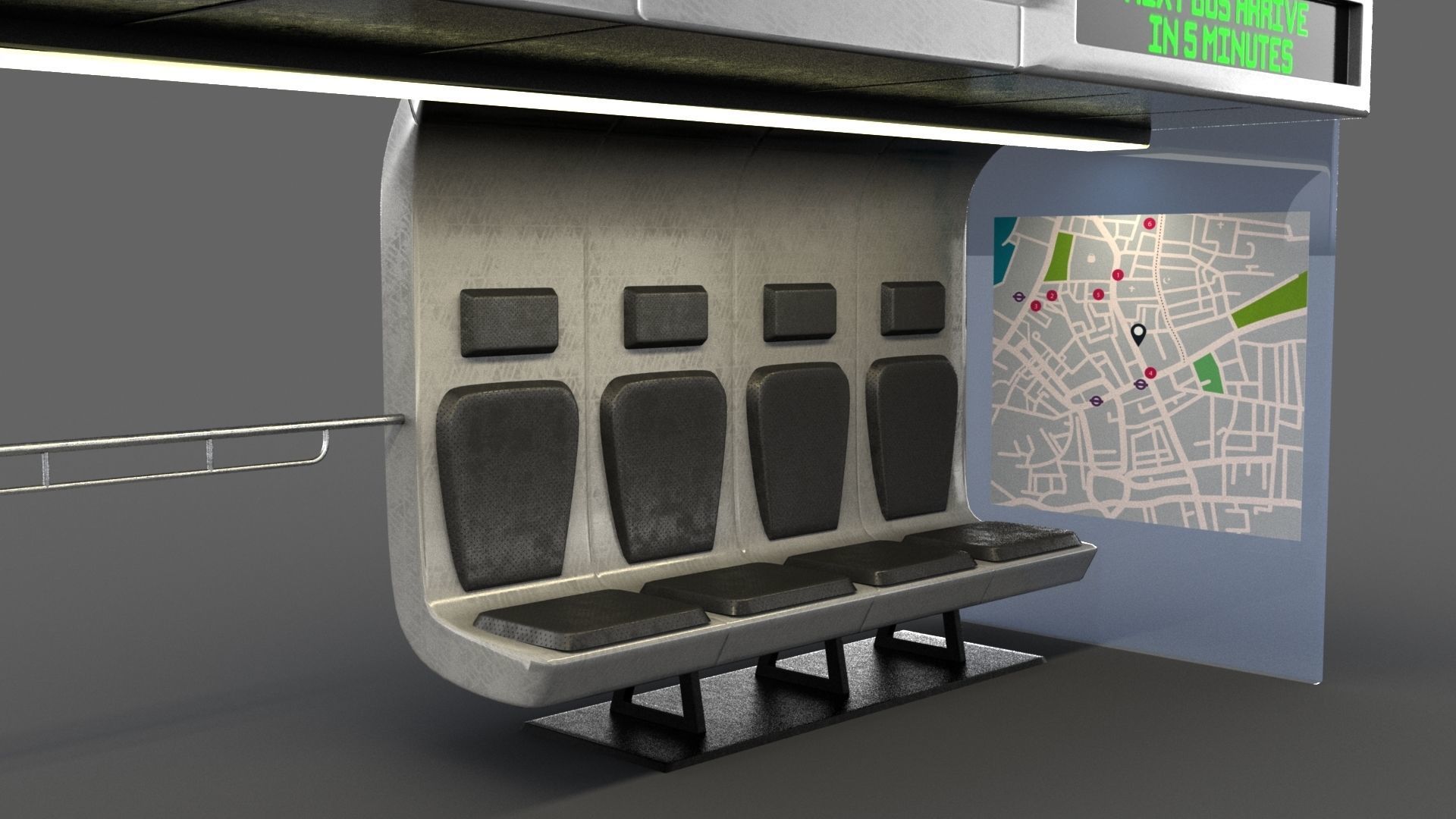 Bus Stop Low-poly 3D model_15