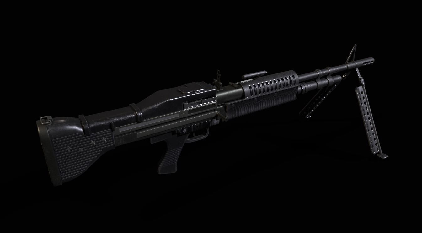 M60E1 Light Machinegun Low-poly 3D model_2