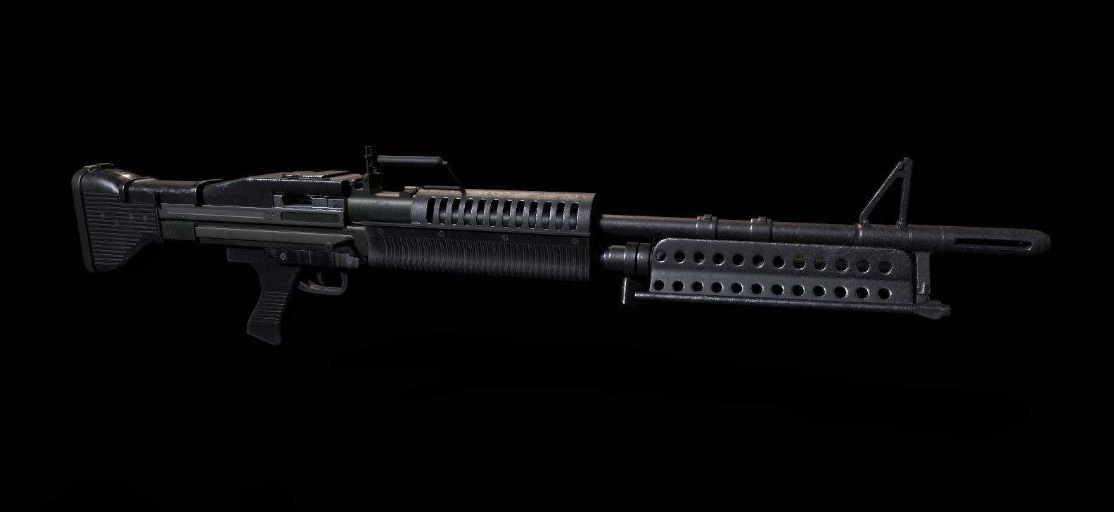 M60E1 Light Machinegun Low-poly 3D model_5