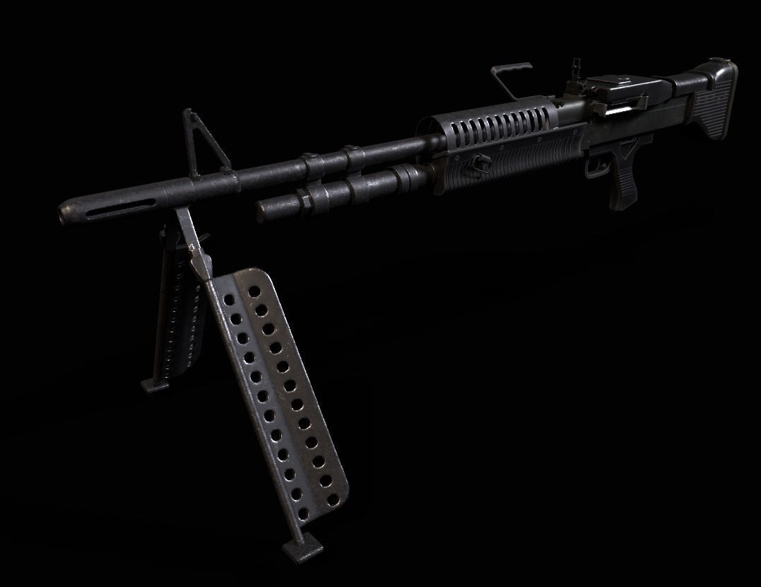M60E1 Light Machinegun Low-poly 3D model_3