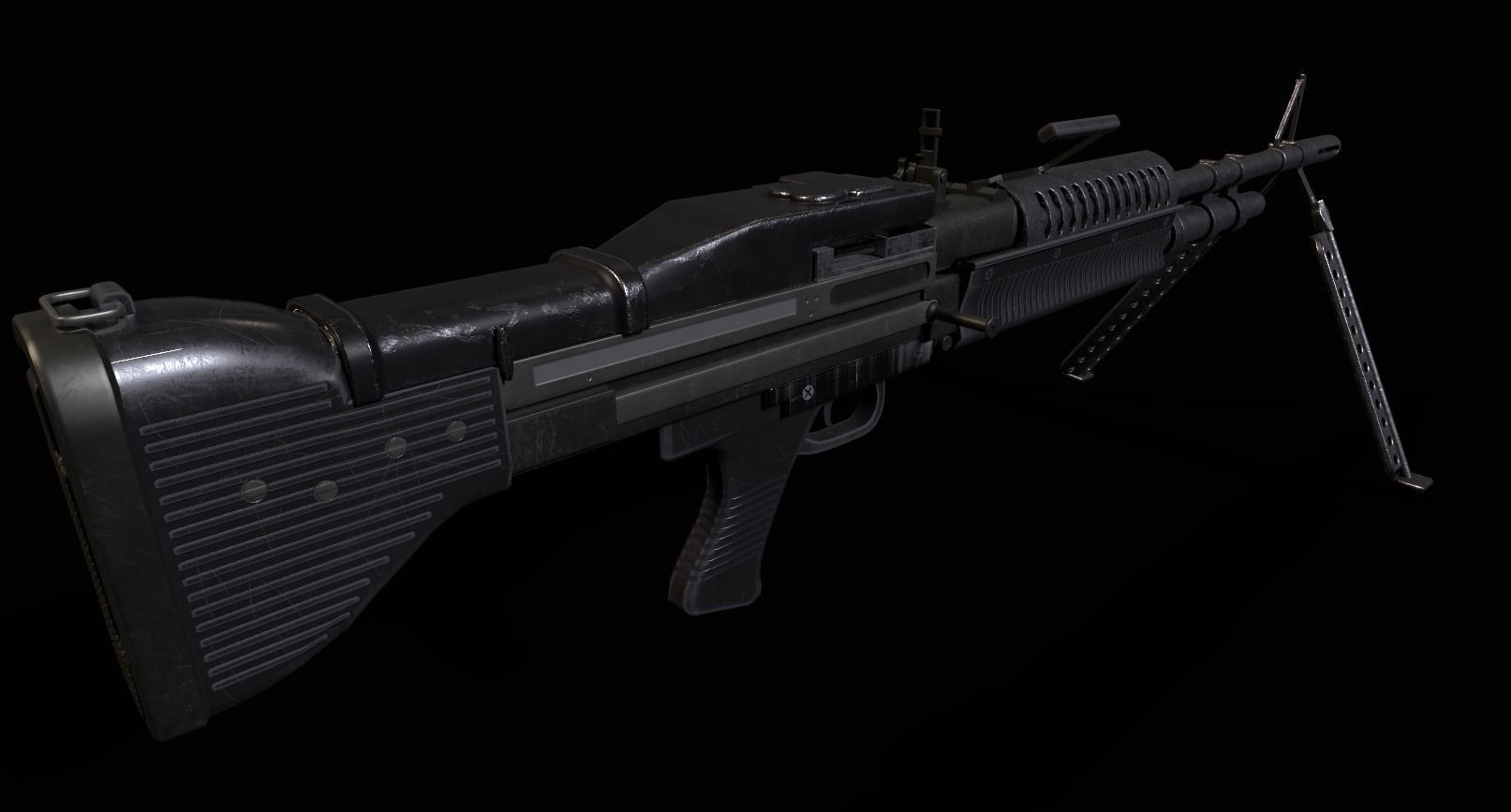 M60E1 Light Machinegun Low-poly 3D model_4