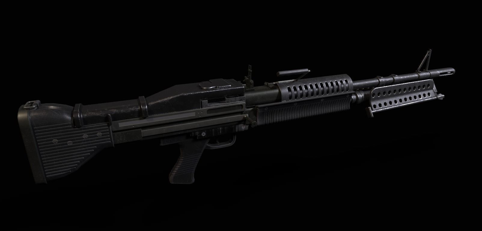 M60E1 Light Machinegun Low-poly 3D model_7