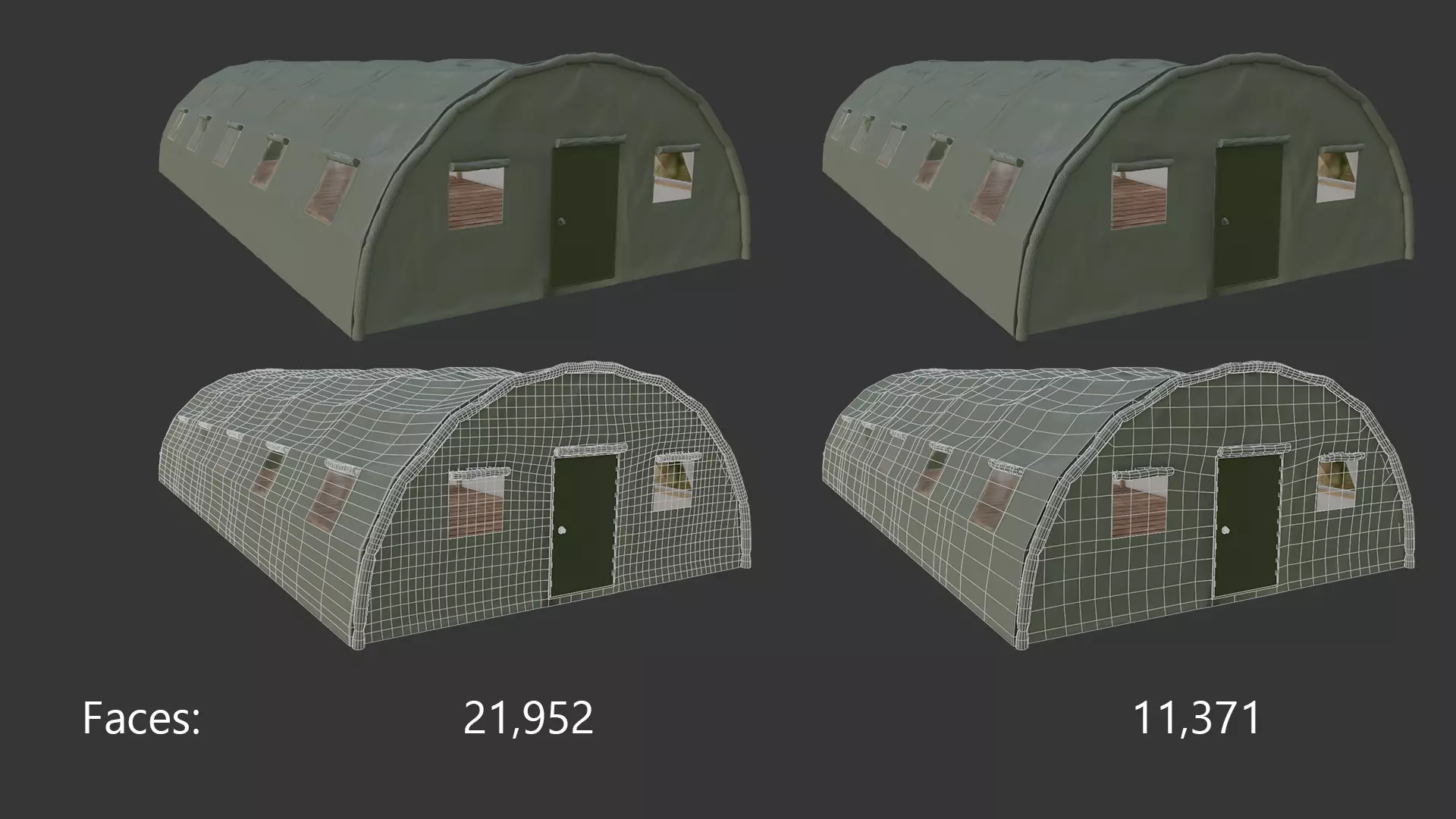 Military tent Low-poly 3D model