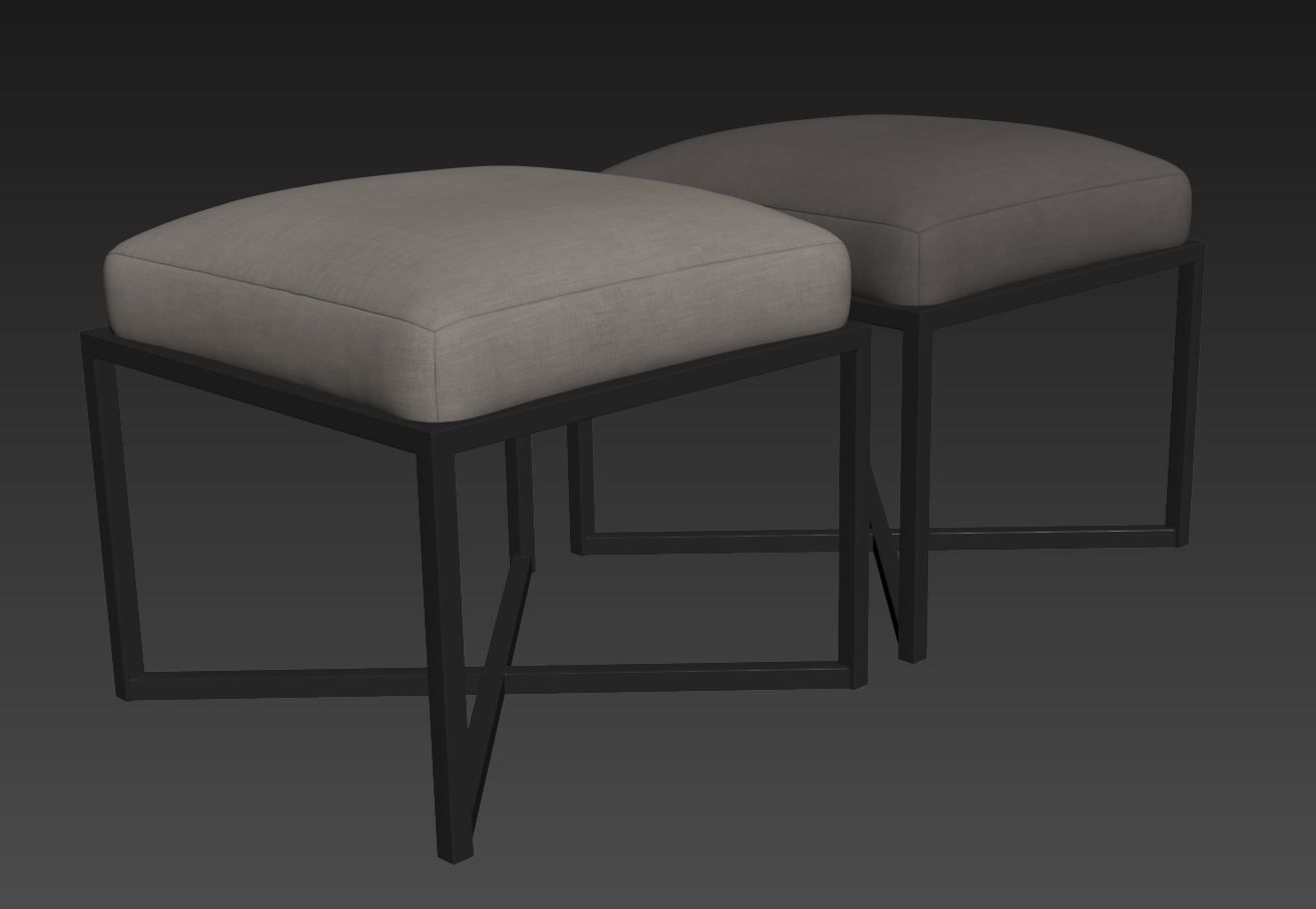 Four Hands Nadia Accent Stool 3D model_9