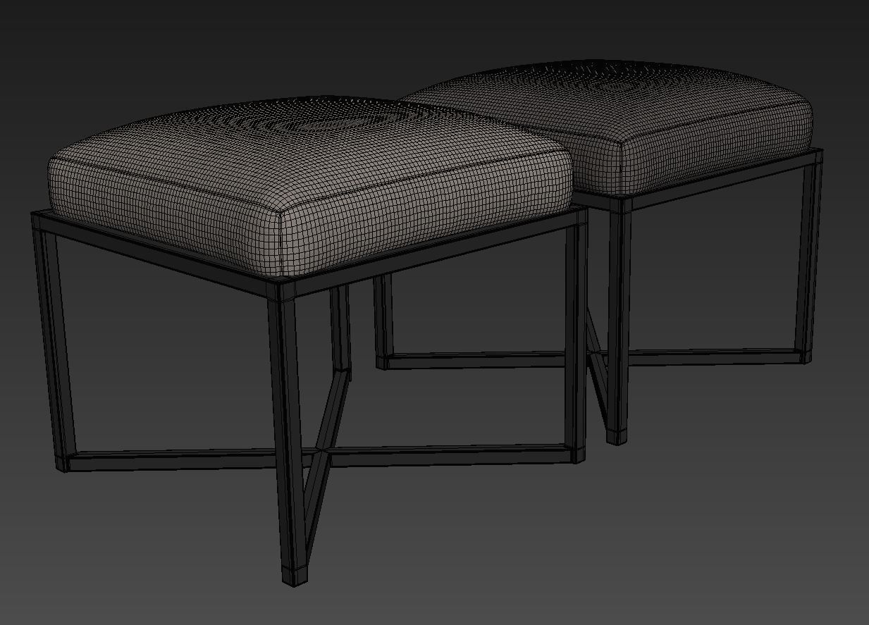 Four Hands Nadia Accent Stool 3D model_10