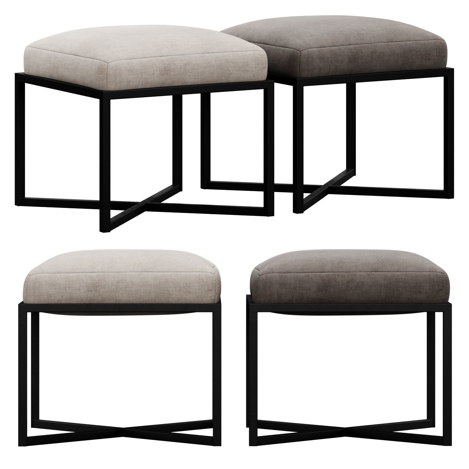 Four Hands Nadia Accent Stool 3D model_1