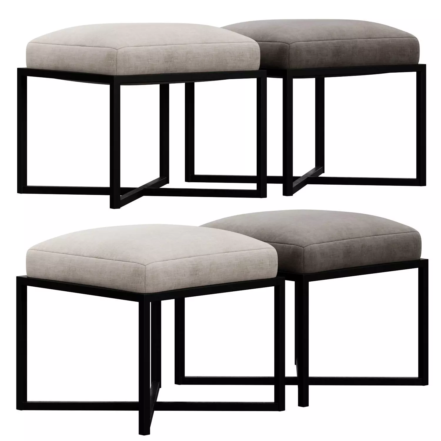 Four Hands Nadia Accent Stool 3D model_0