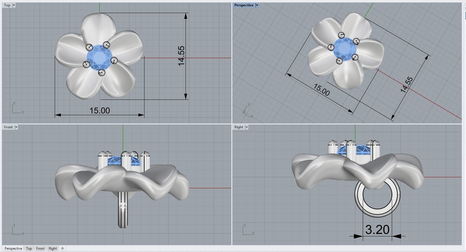 flower pendant 3D print model_3
