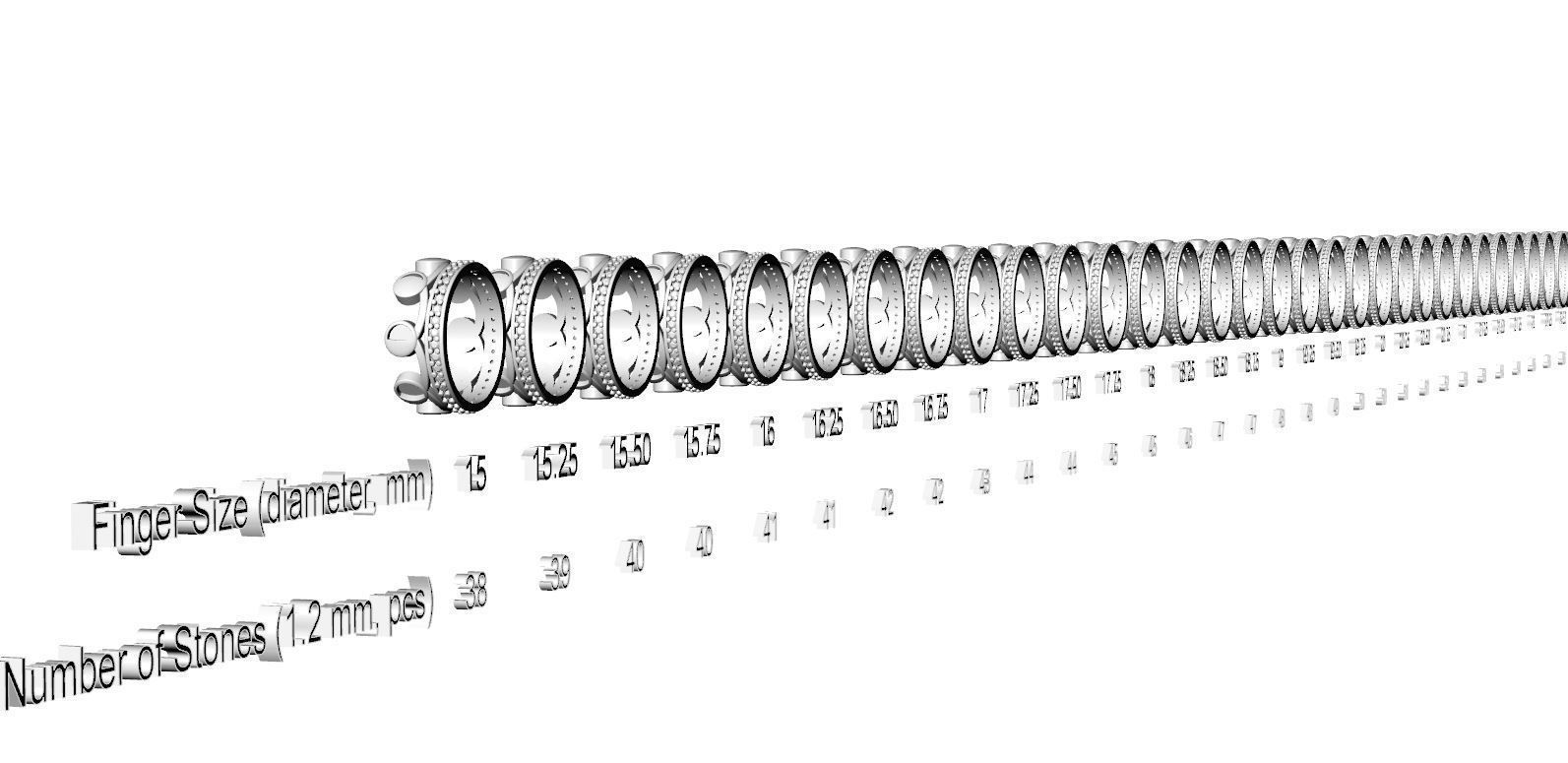 Moon Croun 33 Set rings 3D print model_1