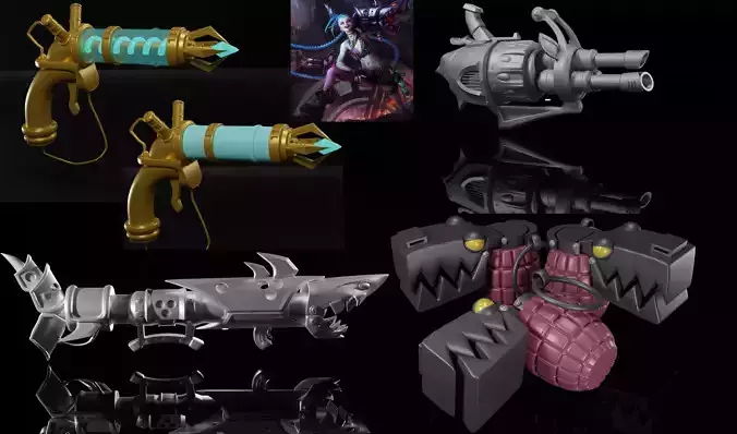 Jinx Complete Cosplay - League of Legends - LOL 3D print model