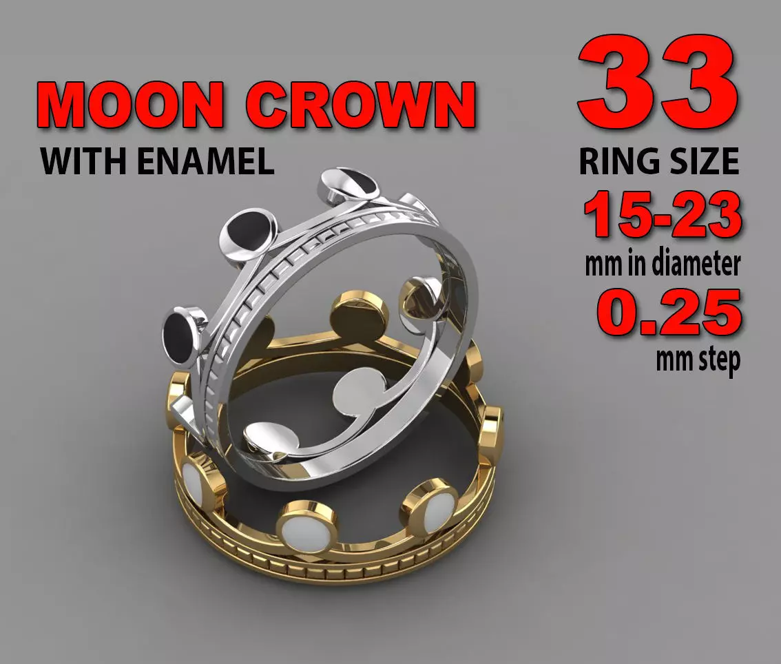 Moon Croun  33 Set rings v2 3D print model_0