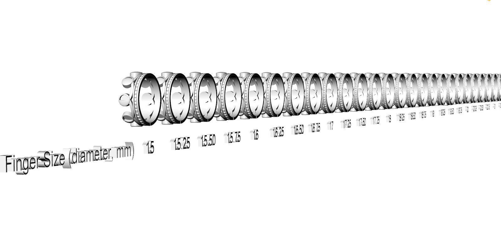 Moon Croun  33 Set rings v2 3D print model_1