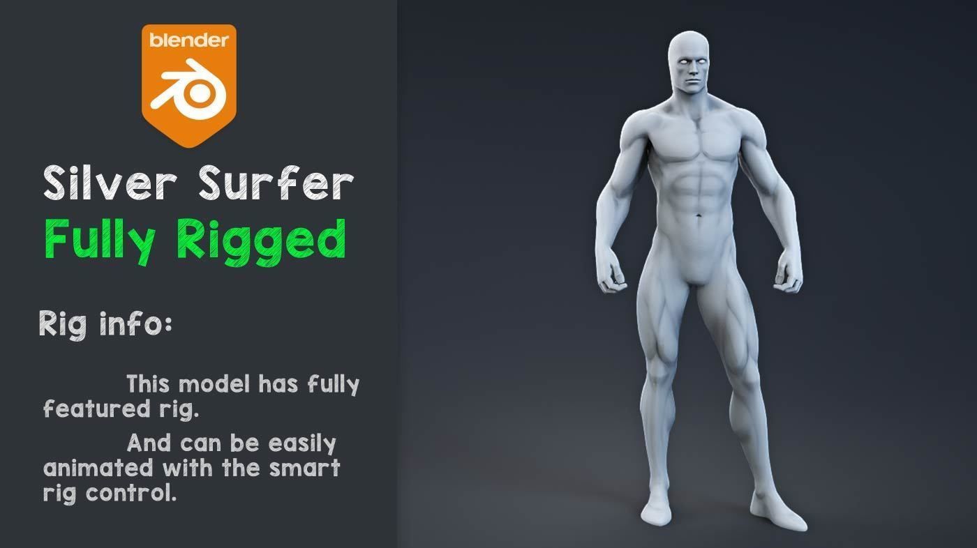 Silver Surfer and Glider rigged 3D model_1