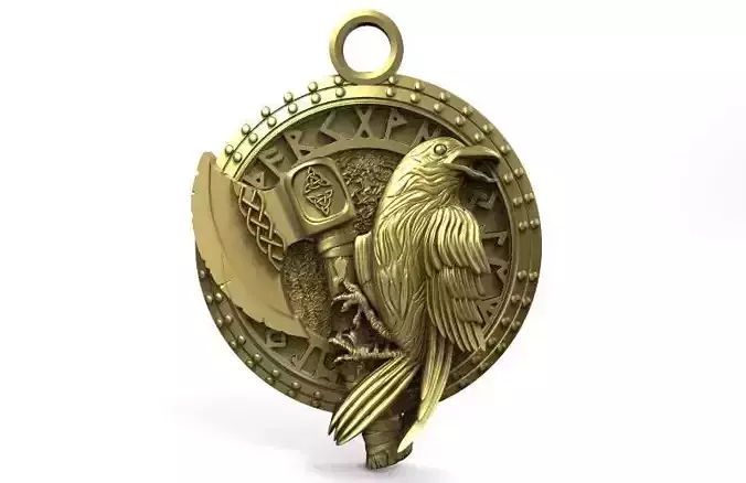Viking crow pendant 2