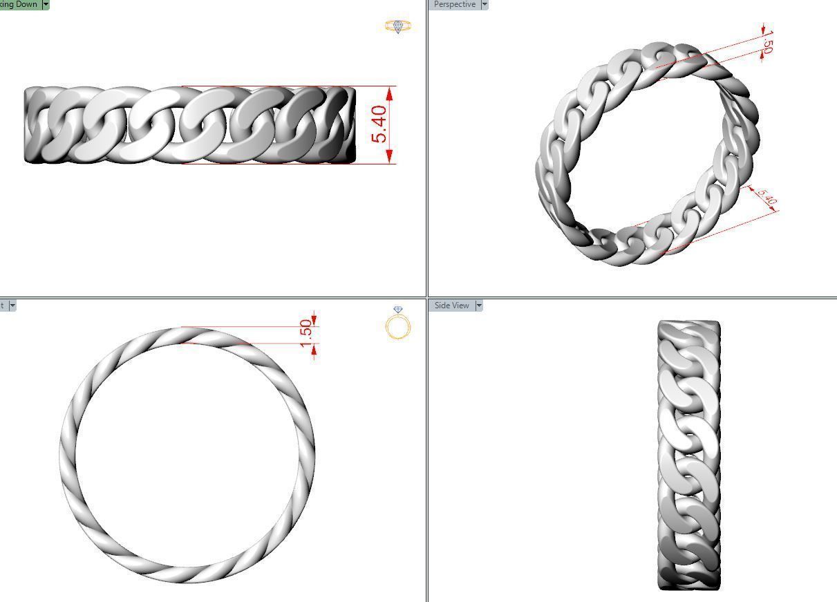 Chain ring  33 Set rings  3D print model_9