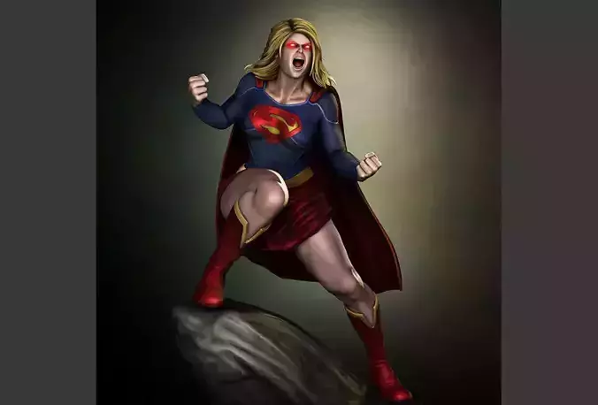 supergirl 3d print model female super hero statue