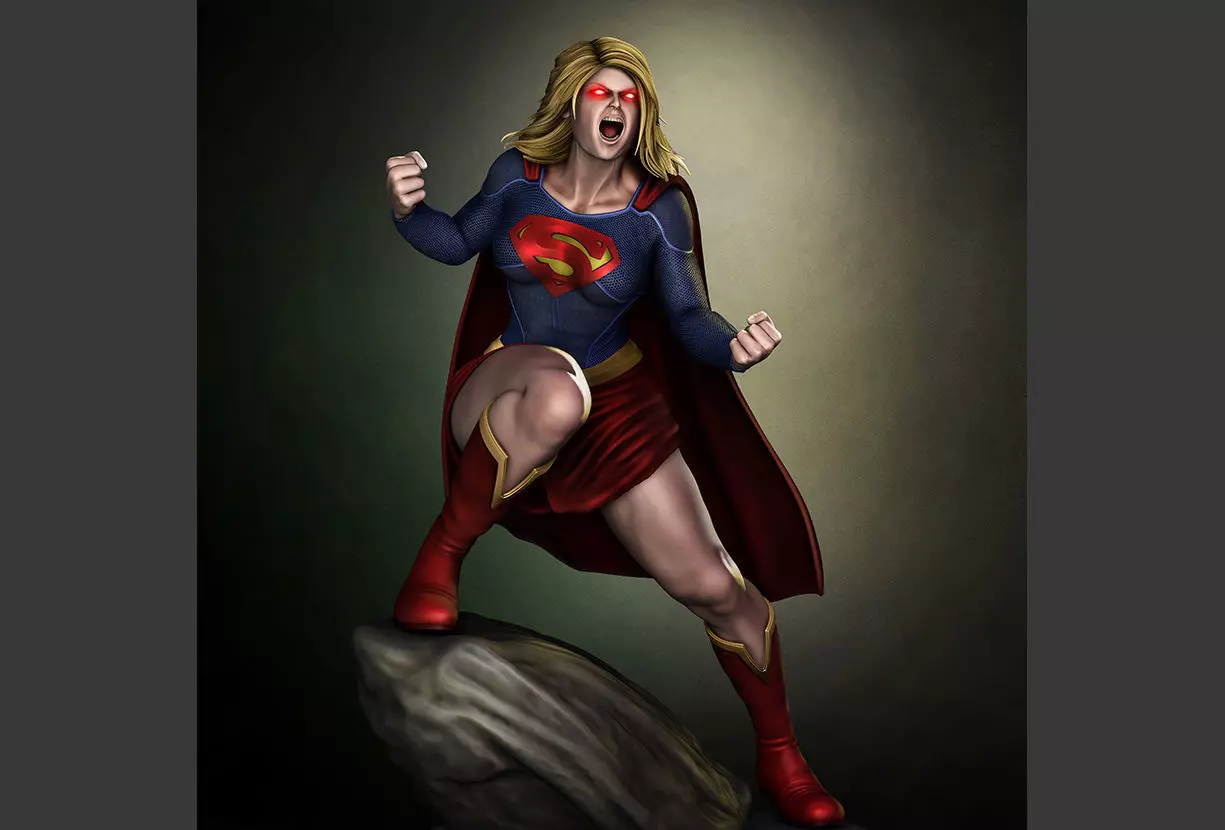 supergirl 3d print model female super hero statue 3D print model_0