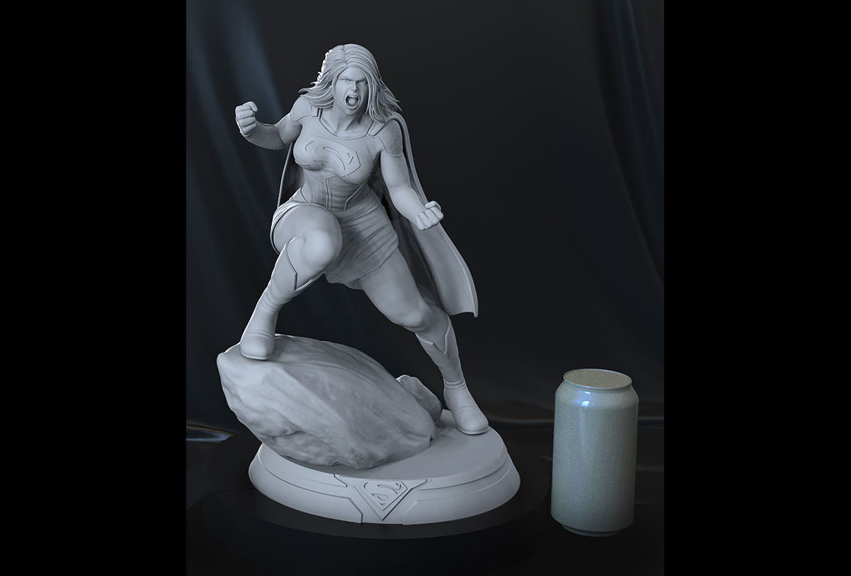 supergirl 3d print model female super hero statue 3D print model_1
