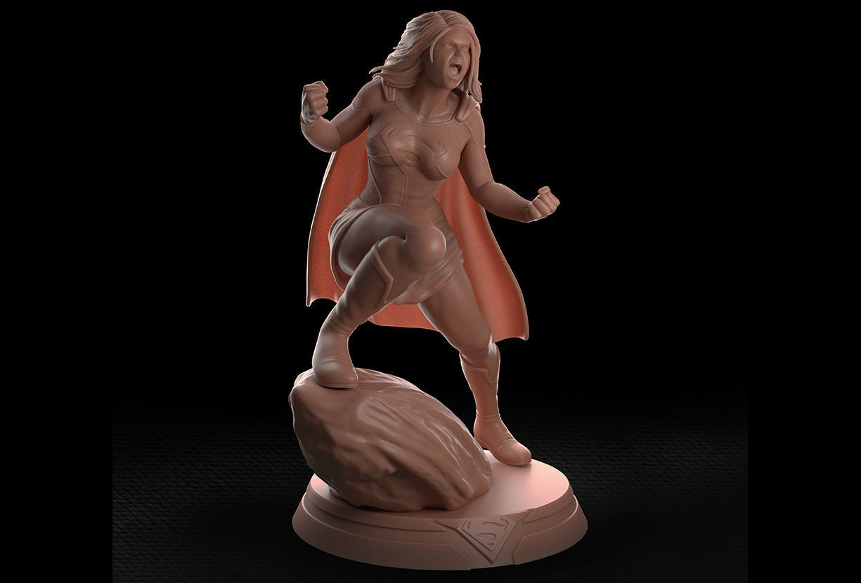 supergirl 3d print model female super hero statue 3D print model_6