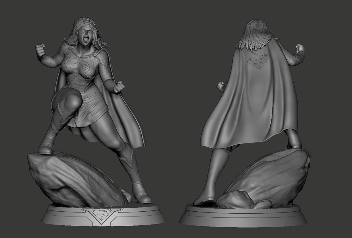 supergirl 3d print model female super hero statue 3D print model_3