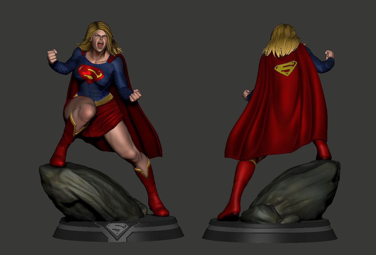 supergirl 3d print model female super hero statue 3D print model_2