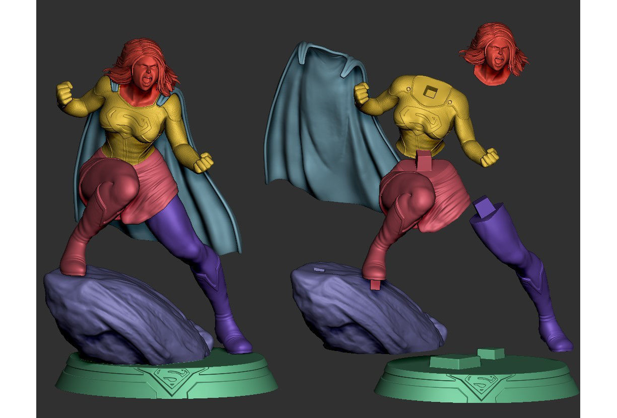supergirl 3d print model female super hero statue 3D print model_7