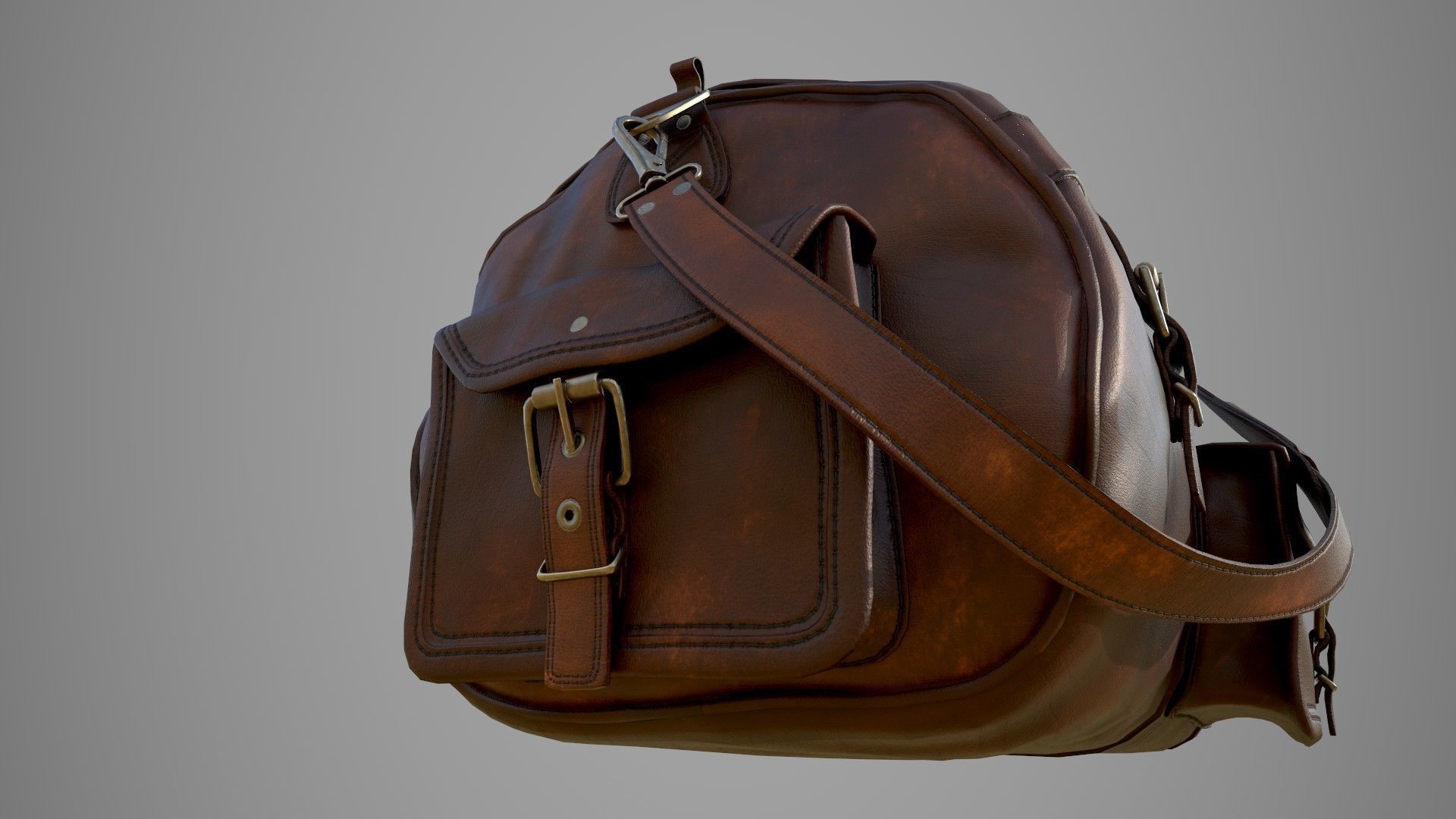 Leather Bag Low-poly 3D model_17