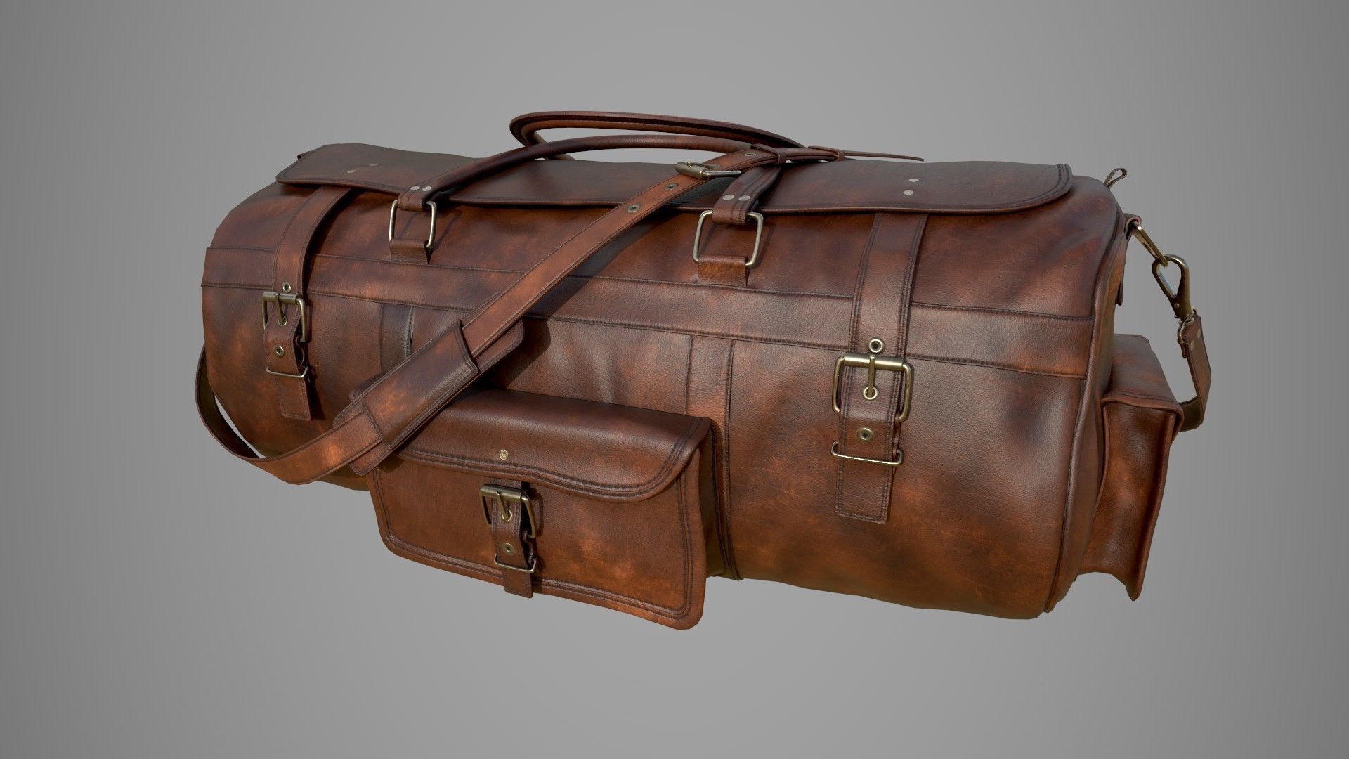 Leather Bag Low-poly 3D model_9