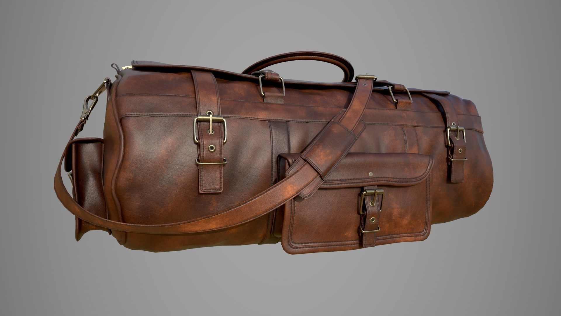 Leather Bag Low-poly 3D model_7