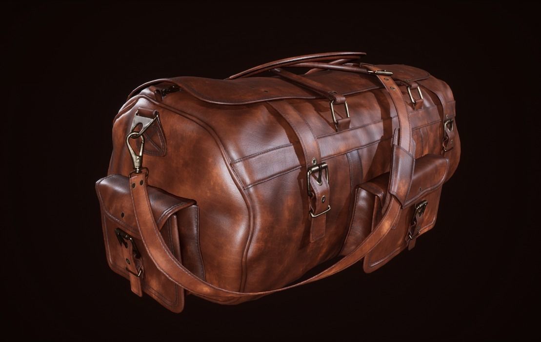 Leather Bag Low-poly 3D model_2