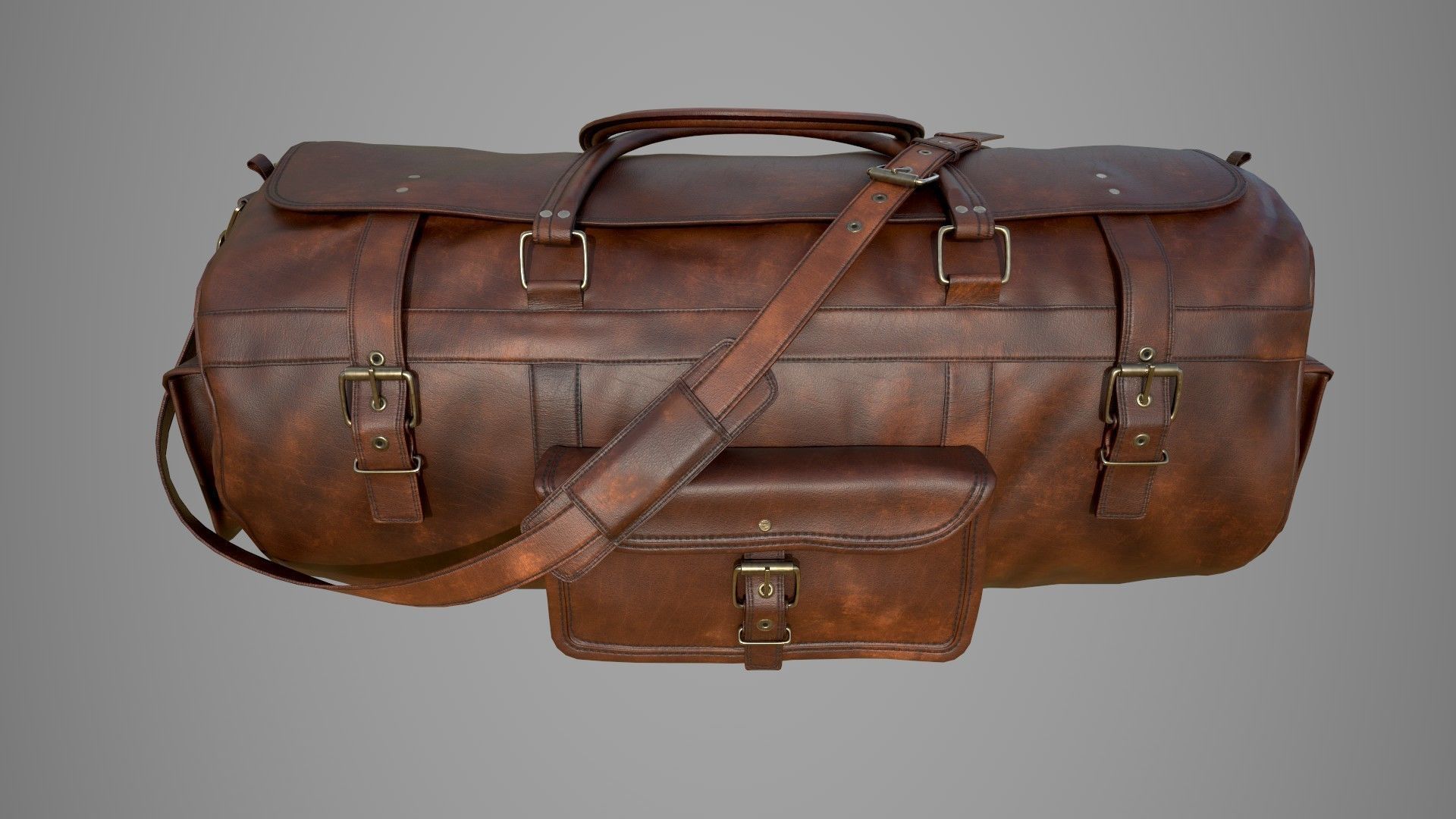 Leather Bag Low-poly 3D model_8