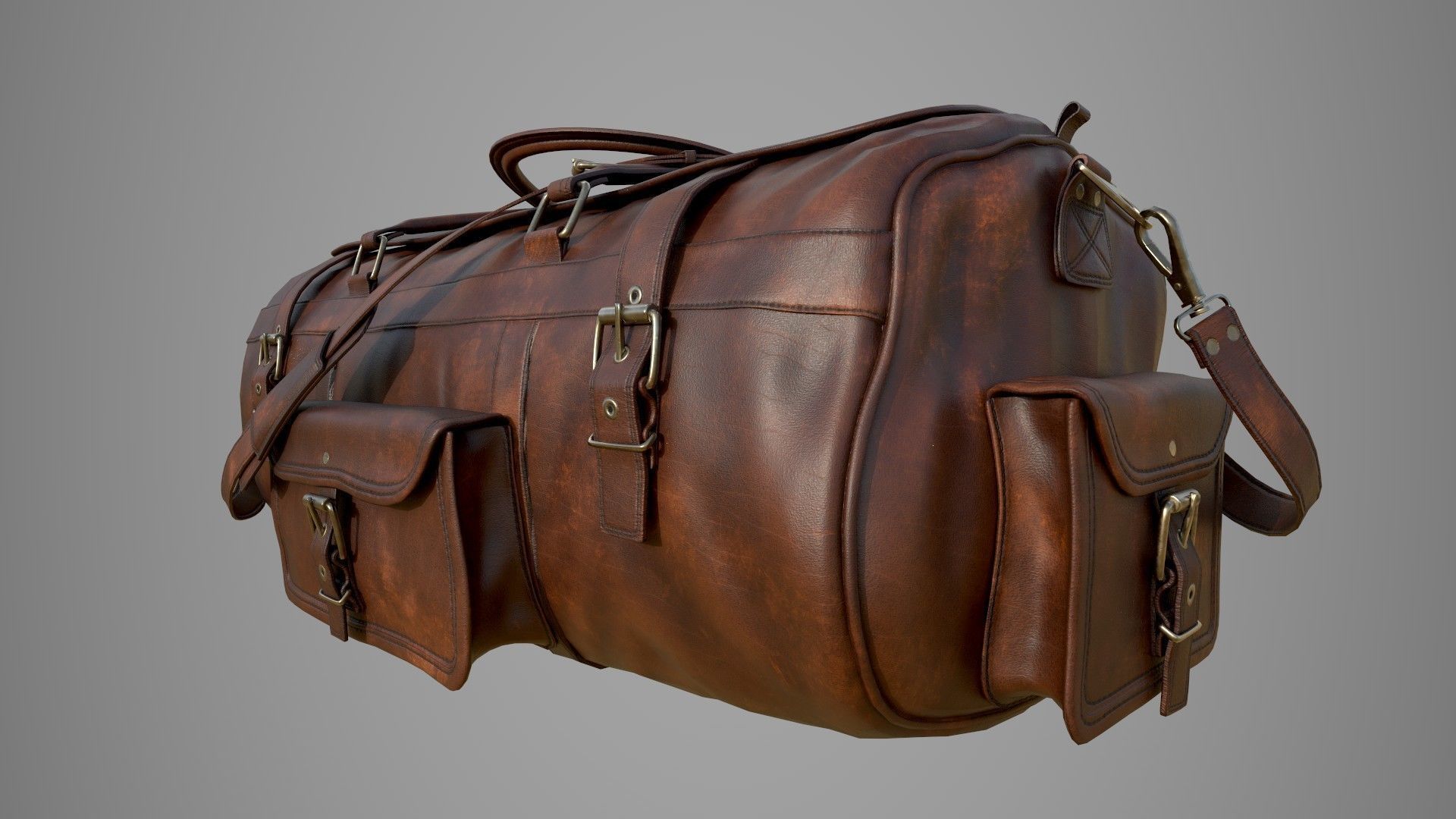 Leather Bag Low-poly 3D model_10