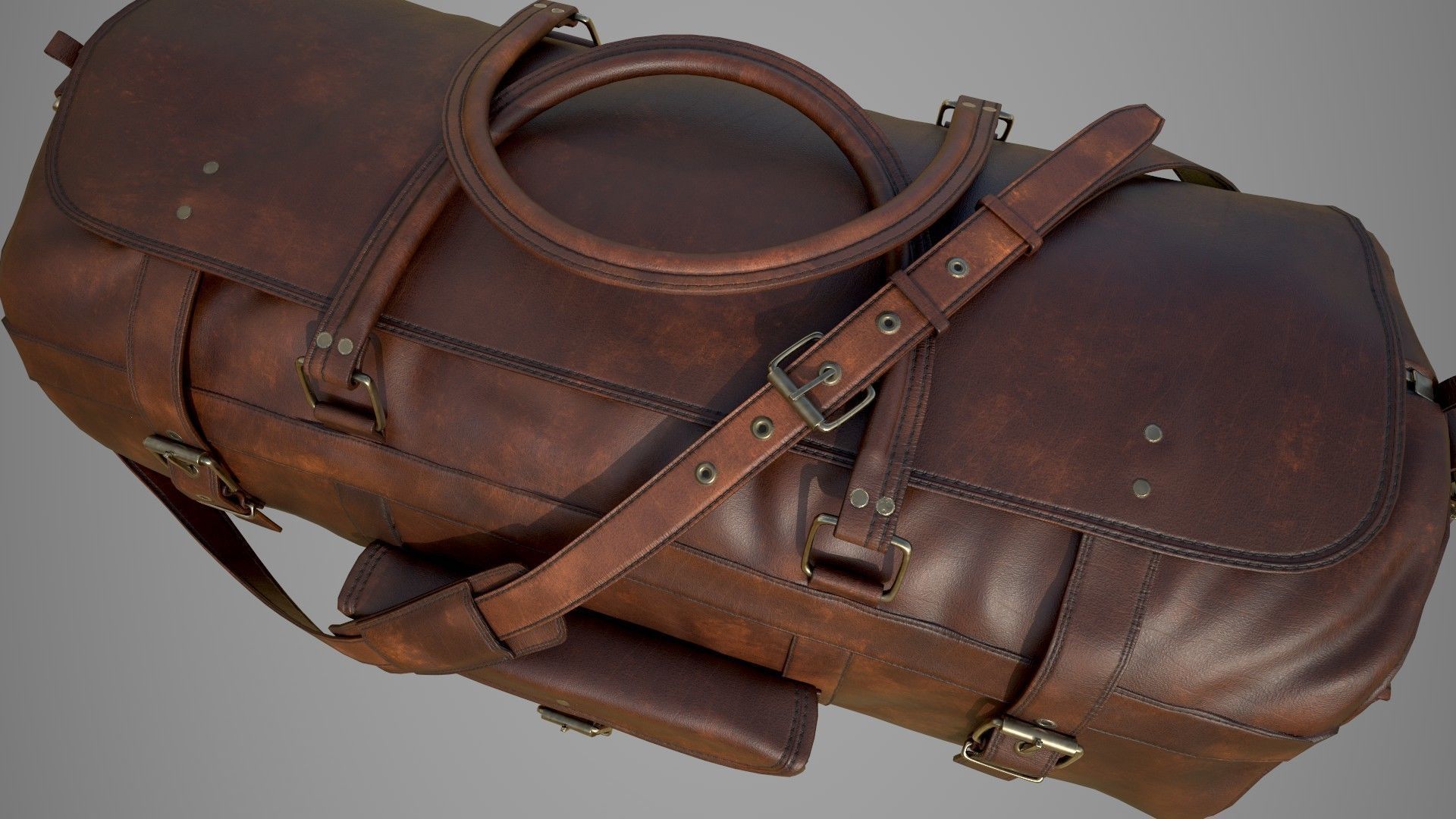 Leather Bag Low-poly 3D model_21