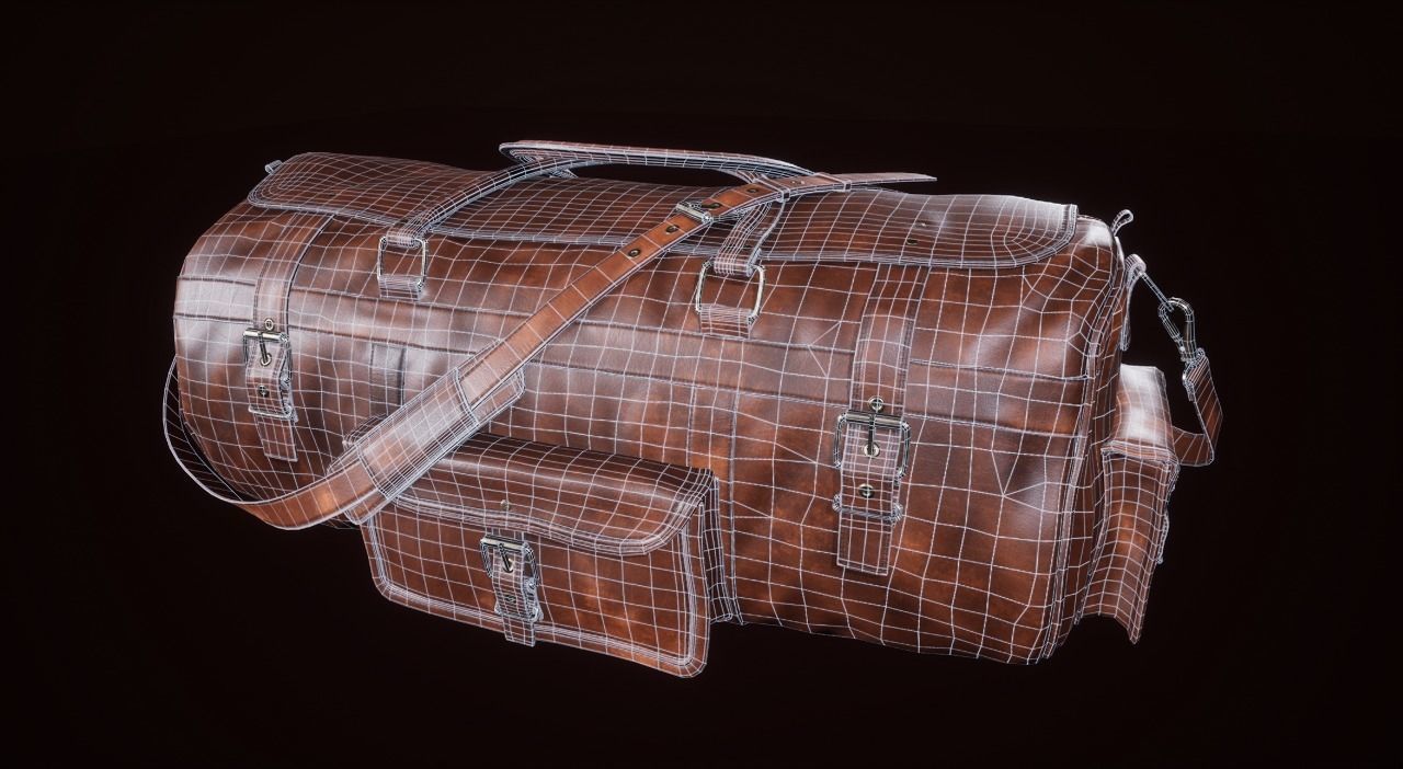 Leather Bag Low-poly 3D model_4