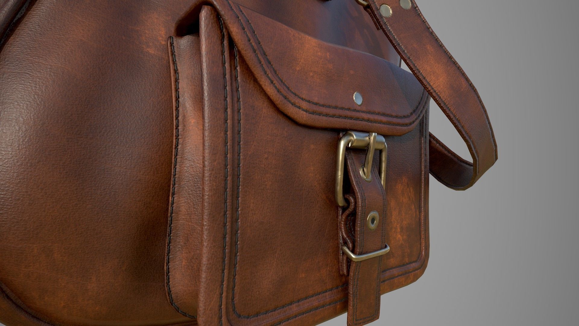 Leather Bag Low-poly 3D model_23