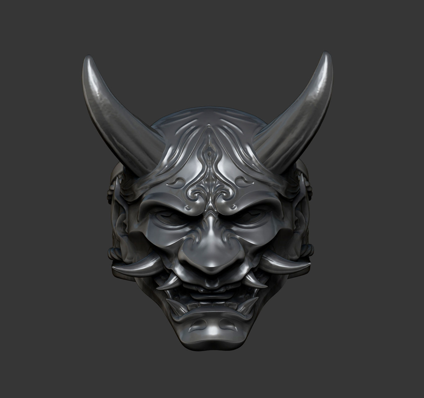 Ring Hannya Oni Demon Mask 3D print model_9