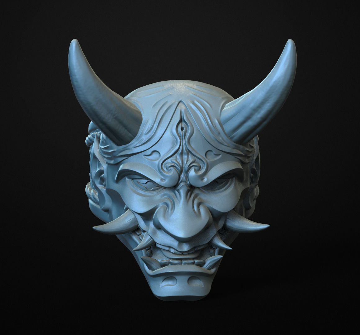 Ring Hannya Oni Demon Mask 3D print model_3